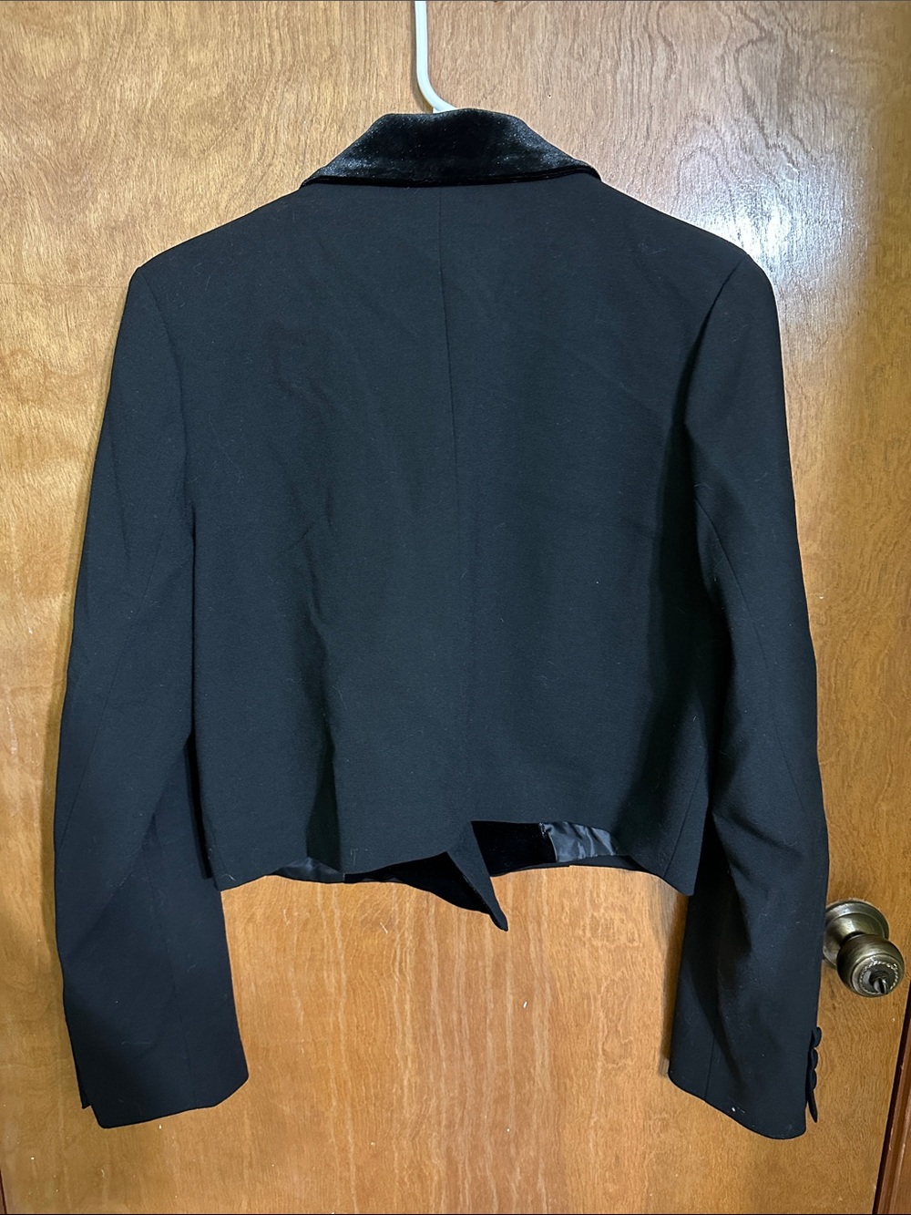 GB Black Cropped Double Breasted Velvet Lapel Blazer Size L - Picture 7 of 13